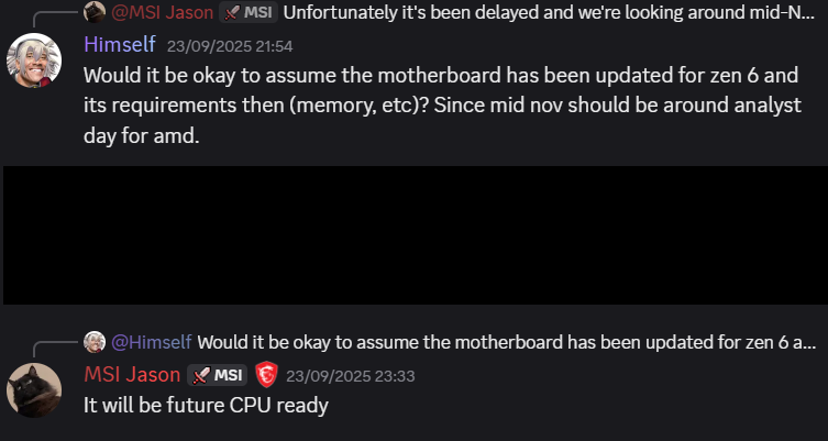 MSI косвенно подтвердила совместимость процессоров AMD Zen 6 с платами AM5