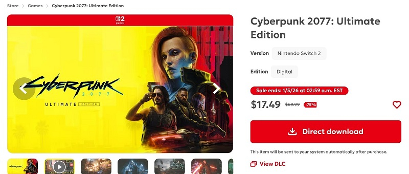 Cyberpunk 2077 для Switch 2 случайно получила чересчур щедрую скидку — CDPR ошибку исправила, но праздник портить не стала