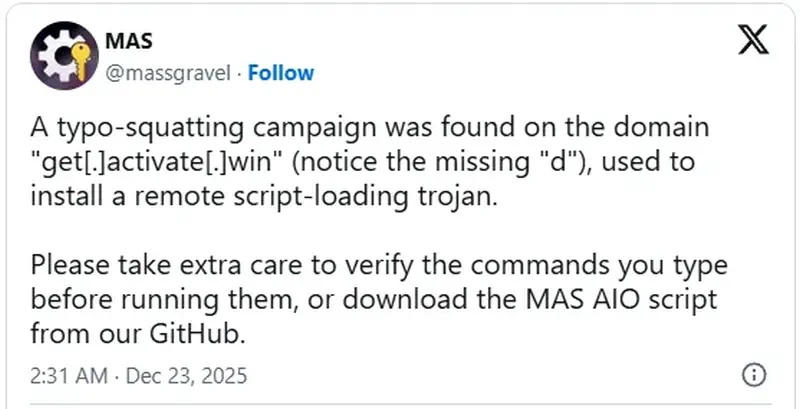 Поддельный домен активации Windows распространял вредоносные скрипты PowerShell