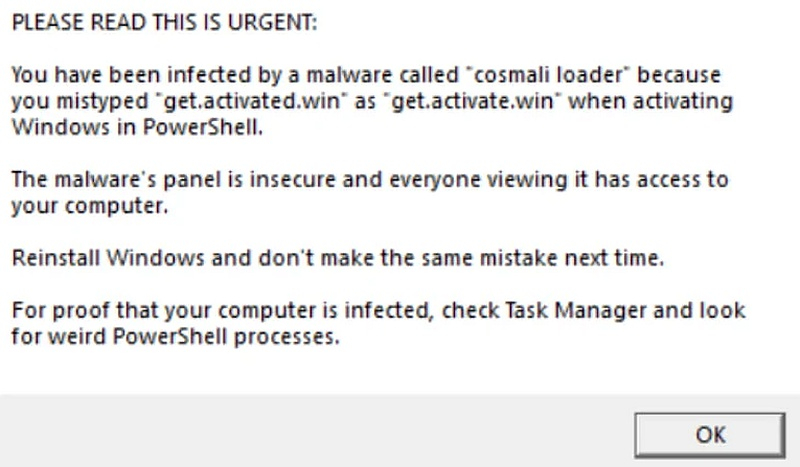 Поддельный домен активации Windows распространял вредоносные скрипты PowerShell