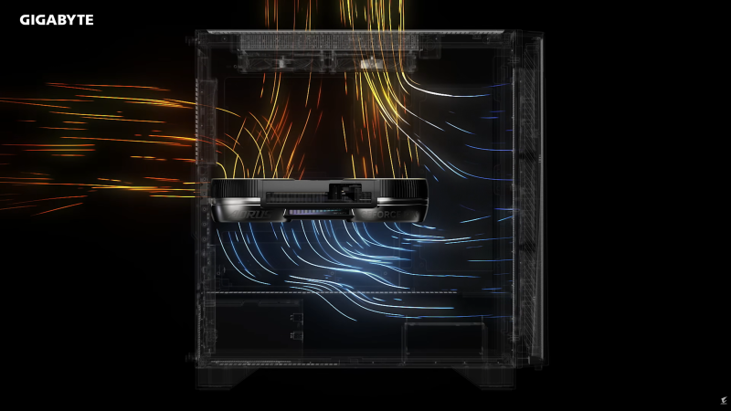 Gigabyte показала GeForce RTX 5090 Infinity с потайным вентилятором и нетривиальным дизайном