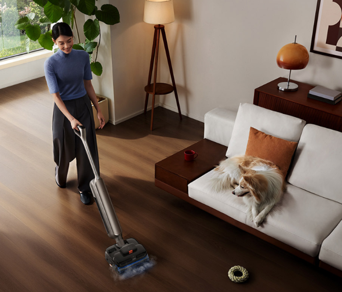 Xiaomi выпустила мощный моющий пылесос Mijia Floor Scrubber 5 Max. Он очищает полы паром 160 °C и всасывает грязь с силой 28 000 Па