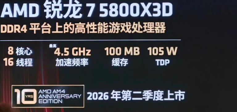 AMD выпустит спецверсию Ryzen 7 5800X3D 10 YRS AMD AM4 Anniversary Edition по случаю 10-летия AM4